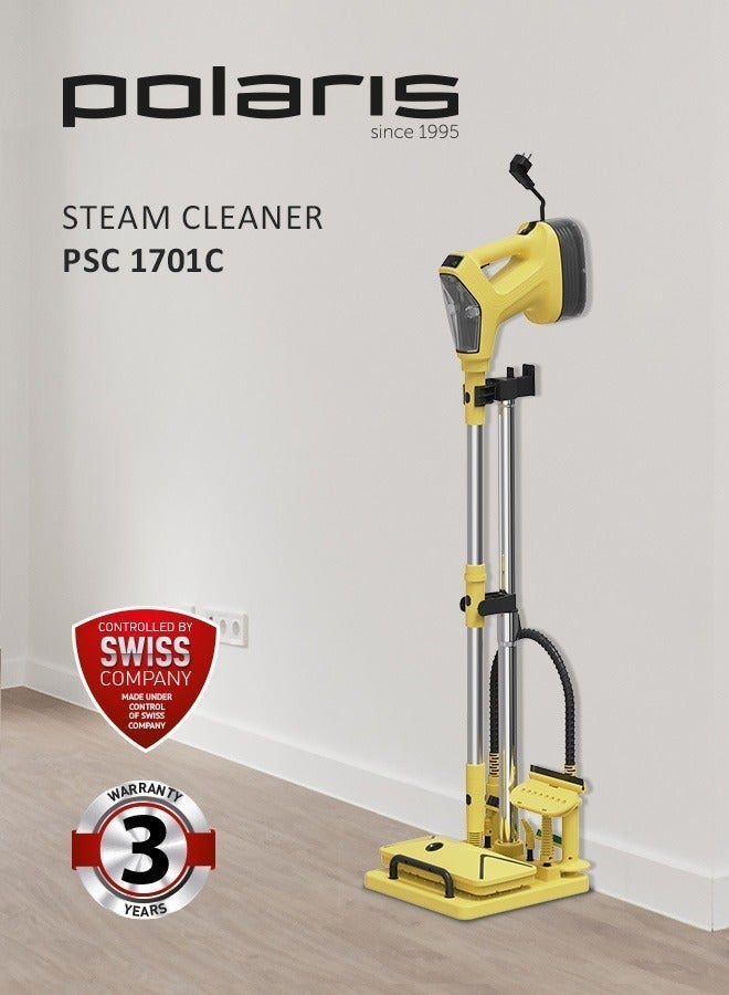 Polaris PSC-1701C Steam Cleaner | 1500W | 5 Bar | Ready in 25s | Chemical-Free | 13 Accessories | LED Display
